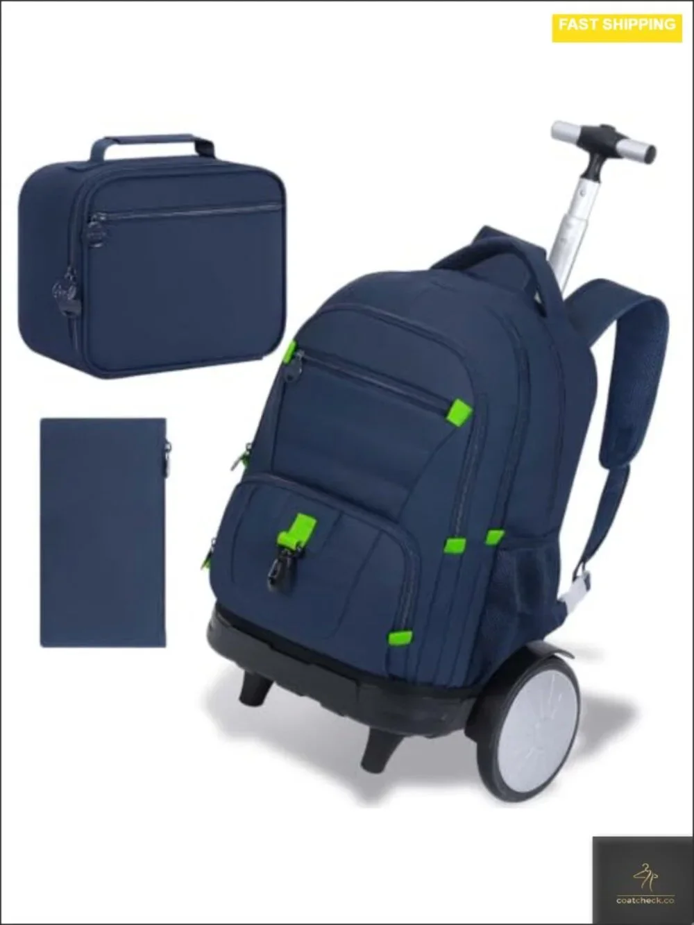 Rolling Backpack with Lunch Box for Men Women Teens, Wheeled Bookbag with